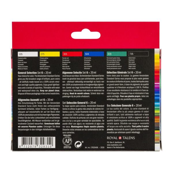 Amsterdam Générale Set d’acryliques série Standard 6 x 20 ml – Image 3