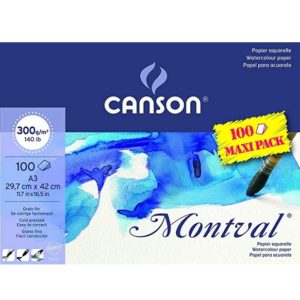 CANSON Montval Bloc de papier aquarelle, A3, 100 feuilles
