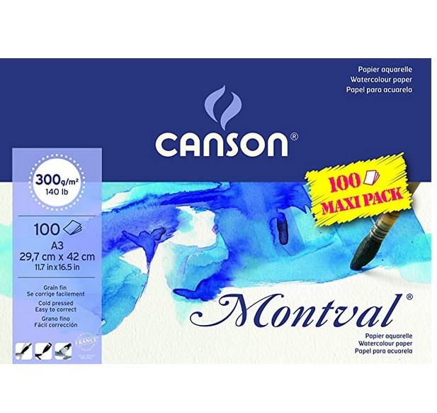 CANSON Montval Bloc de papier aquarelle, A3, 100 feuilles - APK Beaux-Arts