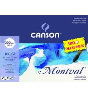 CANSON Montval Bloc de papier aquarelle, A4+ 24x32cm, 100 feuilles