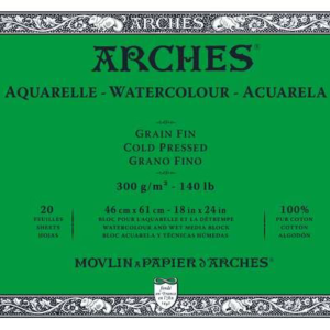 Arches Papier pour aquarelle - 300gr/m2 - Bloc 46x61cm - grain fin - ACTION