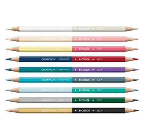 Boîte 9 Crayons de couleur bicolor aquarellables + 1 pinceau - Collection Alpine Frost